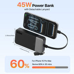 Load image into Gallery viewer, JUOVI Portable Charger 45W 20000mAh Power Bank for iPhone and Samsung Fasting Charging Power Bank with PD 3.0 & QC 4.0 for Samsung S26/25/24 iPhone 17/16/15/14/13 Series