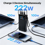 Load image into Gallery viewer, JUOVI 222W Laptop Power Bank 25000mAh Portable Charger with Detachable USB-C Cable