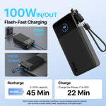 Load image into Gallery viewer, JUOVI 187W Laptop Power Bank 25000mAh Portable Charger with Detachable USB-C Cable