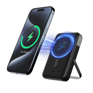 10000mAh Magnetic Wireless Power Bank with 22.5W Fast Charging, LED Display & Dual Stand - Compatibility for Samsung & iPhone 14/15/16 Series, Portable Charger with Hidden Kickstand, ,Wireless Charging Accessory | Modern Compact Design | Durable Charger