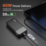 Load image into Gallery viewer, J2621 Power Bank Portable Charger,20000mAh 45W PD QC 3.0 Fast Charging Battery Pack,with LED Display,2 USB-C,2 USB-A for iPhone 15 14 13,Tablet, MacBook, Galaxy, iPad, Black
