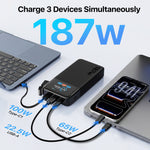 Load image into Gallery viewer, JUOVI 187W Laptop Power Bank 25000mAh Portable Charger with Detachable USB-C Cable