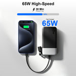 Load image into Gallery viewer, JUOVI 65w Portable Charger for Laptop Power Bank 20000mAh with USB-C Cable Laptop Power Bank Fast Charging for Laptop MacBook Dell XPS iPad Tablet Steam Deck iPhone 17/16/15/14 Series Samsung and More