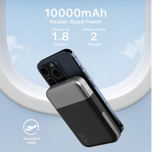 10000mAh Magnetic Wireless Power Bank with 22.5W Fast Charging, LED Display & Dual Stand - Compatibility for Samsung & iPhone 14/15/16 Series, Portable Charger with Hidden Kickstand, ,Wireless Charging Accessory | Modern Compact Design | Durable Charger